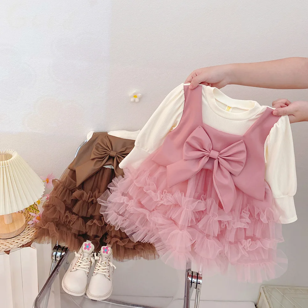 فستان بفيونكة أنيق راقي للفتيات الأطفال ربيع الخريف جديد عصري مريح حلو لطيف شخصية #4