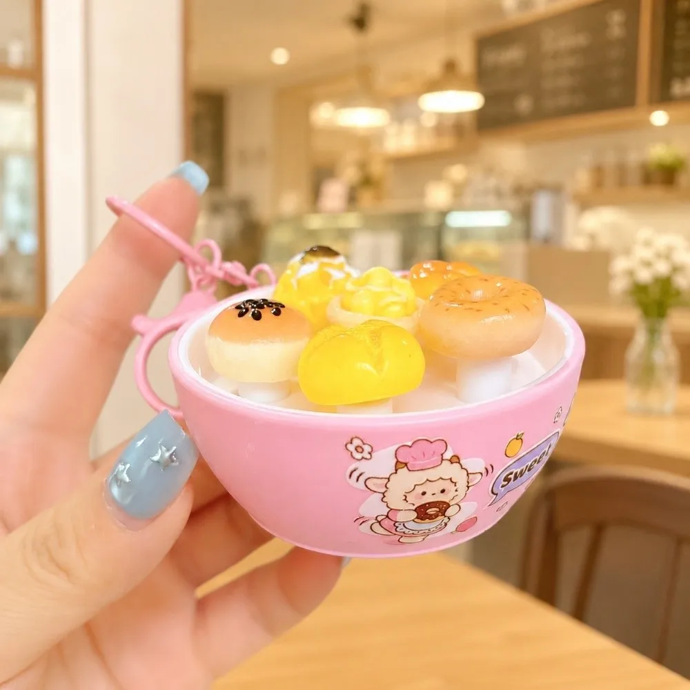 Press Button Whack-a-Mole Keychain Dessert Theme Cute Animals Pattern Simulated Food Bag Pendant Plastic Stress Relief