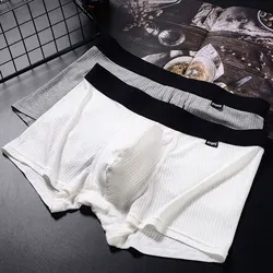 Men's Sexy Underwear Panties for Boy Thread Modal Thin Breathable Boxer Shorts Youth U Convex Pouch Bottom Shorts Gay Underpants