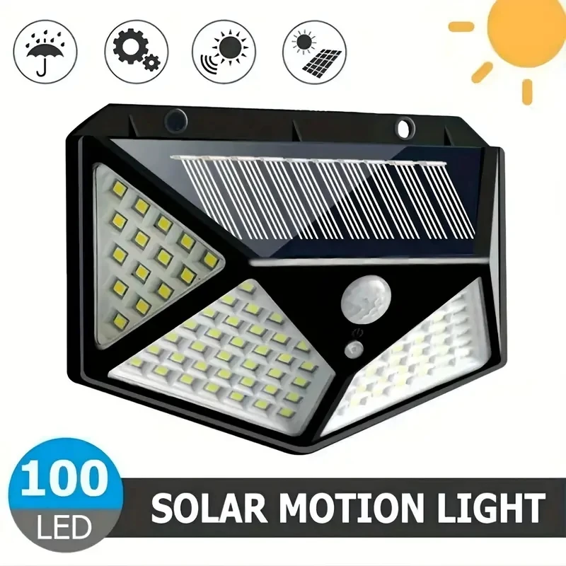 20/30/100LED Solar Wall Lamp Wireless Motion Sensor Human Waterproof Garden Decoration Spotlights Stairs Outdoor Wall Light