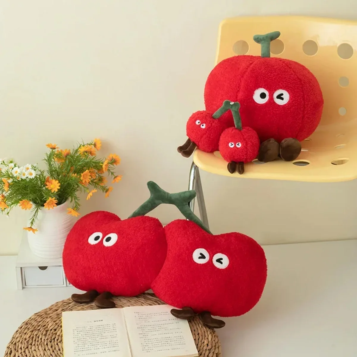 

Squishy Red Cherry Plush Toy Pillow Stuffed Soft Fruit Cherry Doll Cute Huggable Pillow Kids Christmas Birthday Gift Surprise