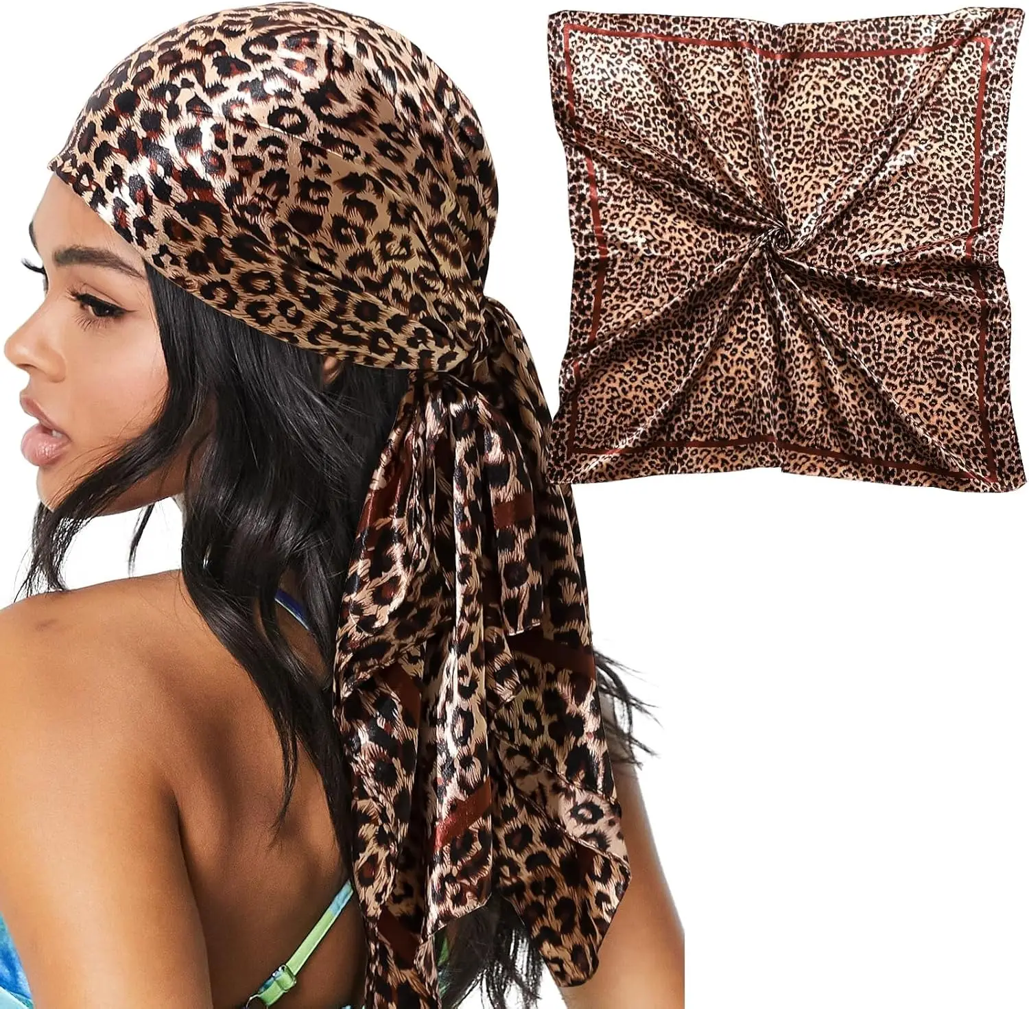 

35' Large Satin Head Scarf for Women Silk Hair Scarf Solid Color Hair Bandana for Night Hair Wrap Sleeping