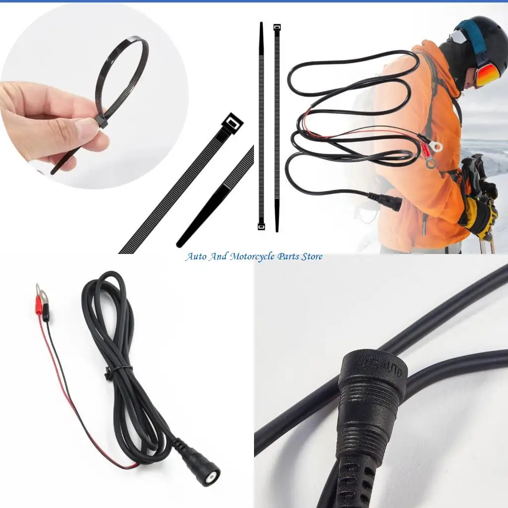 P9FD Elastic Power Supply Cable Cord For Snowmobile Helmet Heating System And Goggles