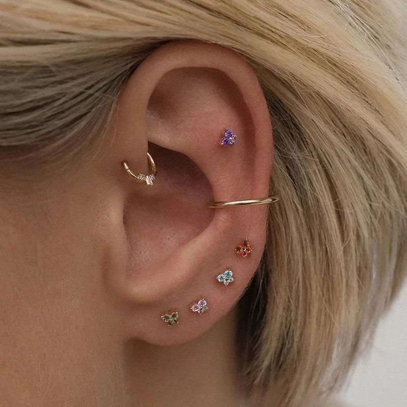 

EVISPOL 1pc Stainless Steel Birthstone Mini Stud Earrings Twelve Constellation Cartilage Butterfly Earring Piercing Jewelry
