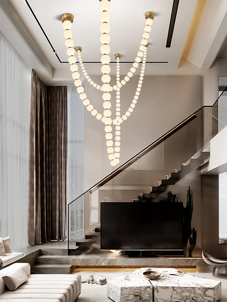 Nordic Style Magic Bean Glass Chandelier Ceiling Light Dimmable Pendant Lamp Adjustable Height for Living Room Luster