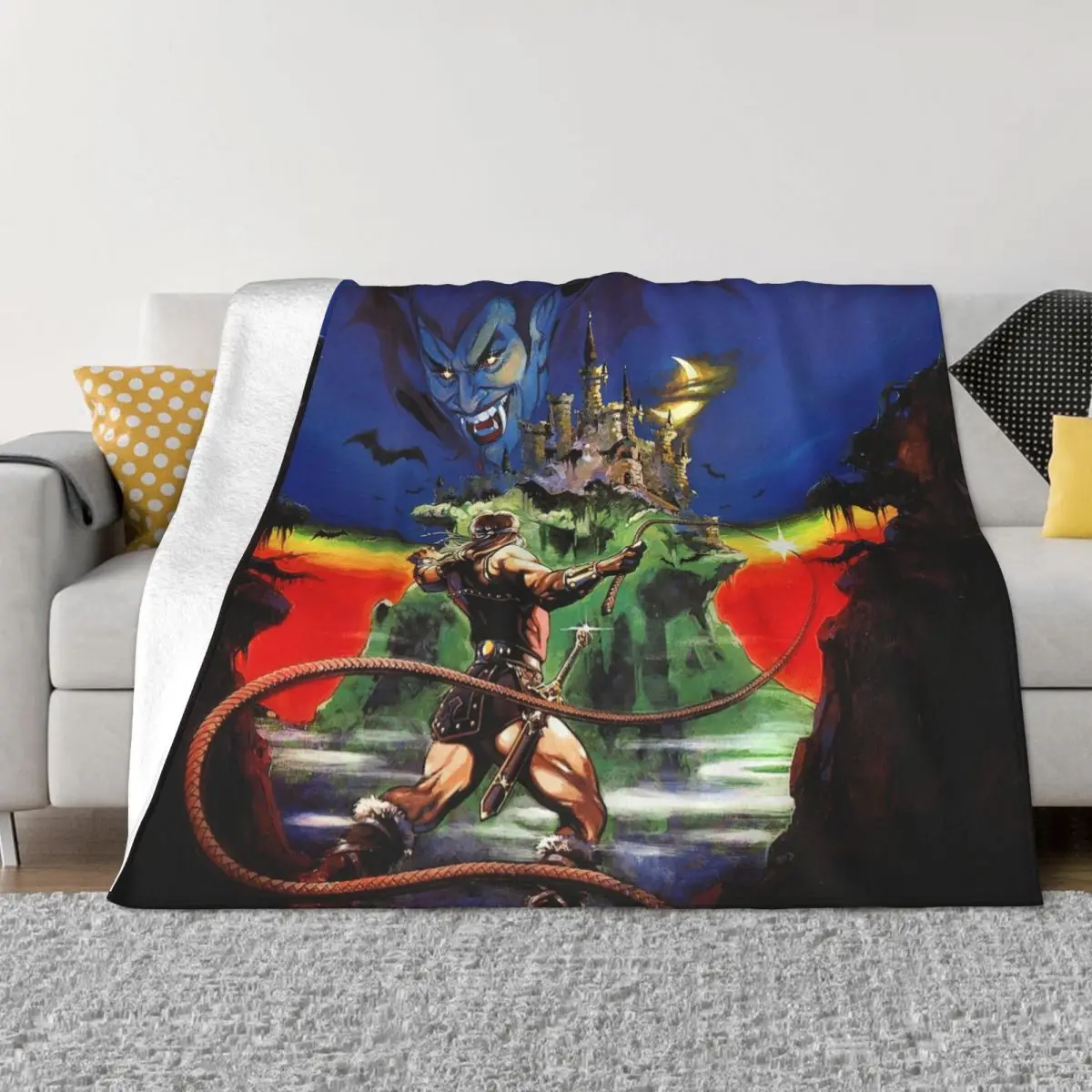 

Simon Belmont Dracula Flannel Blankets Castlevania Anime Vintage Throw Blankets for Home Hotel Sofa 125*100cm Plush Thin Quilt