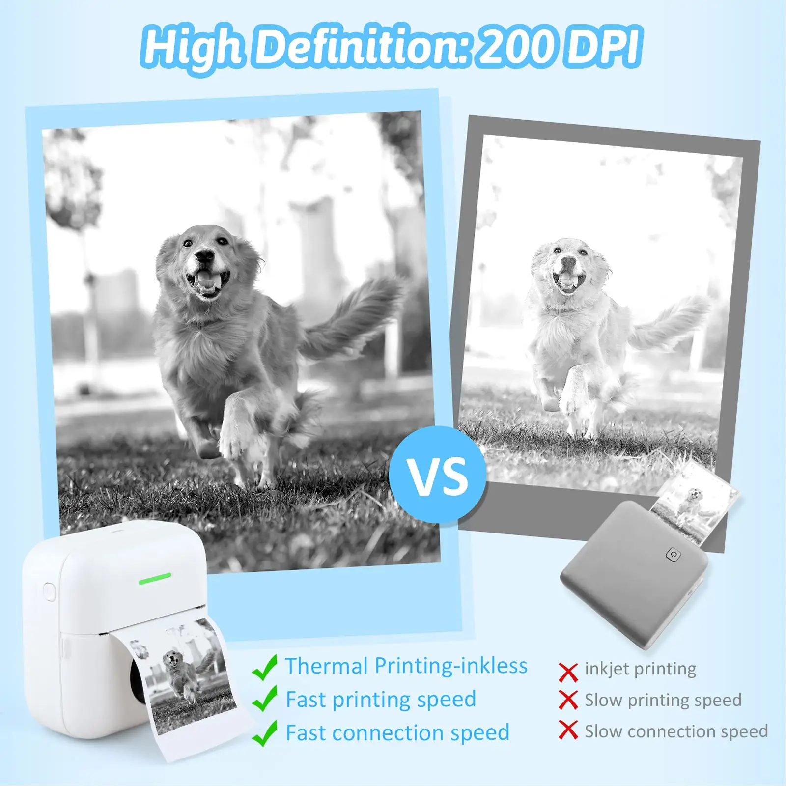 Portable Thermal Printer, Mini Pocket Printer Picture Printer for Working Listing, Notes, Journal, Travel