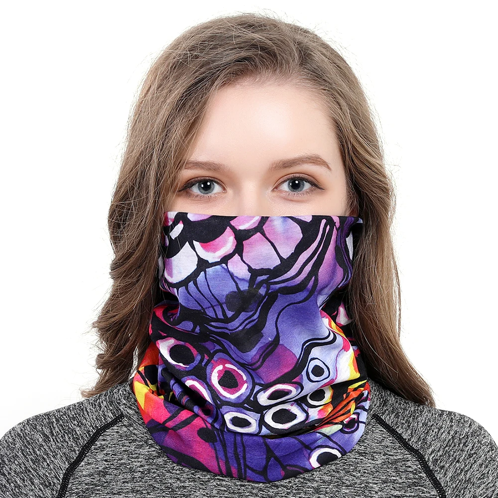 2026 Schönes Pfauenfeder-Muster Design Damen Bandana Fahrradschal Schmetterlingsblumen Gesichtsmaske Sturmhaube Schlauchkopftuch – Detail 8