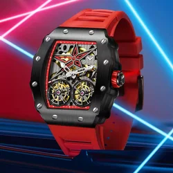 Relojes de lujo para hombre, correa de silicona deportiva, reloj de pulsera mecánico automático resistente al agua, relojes Tonneau AAA de moda para hombre, triangulación de envíos