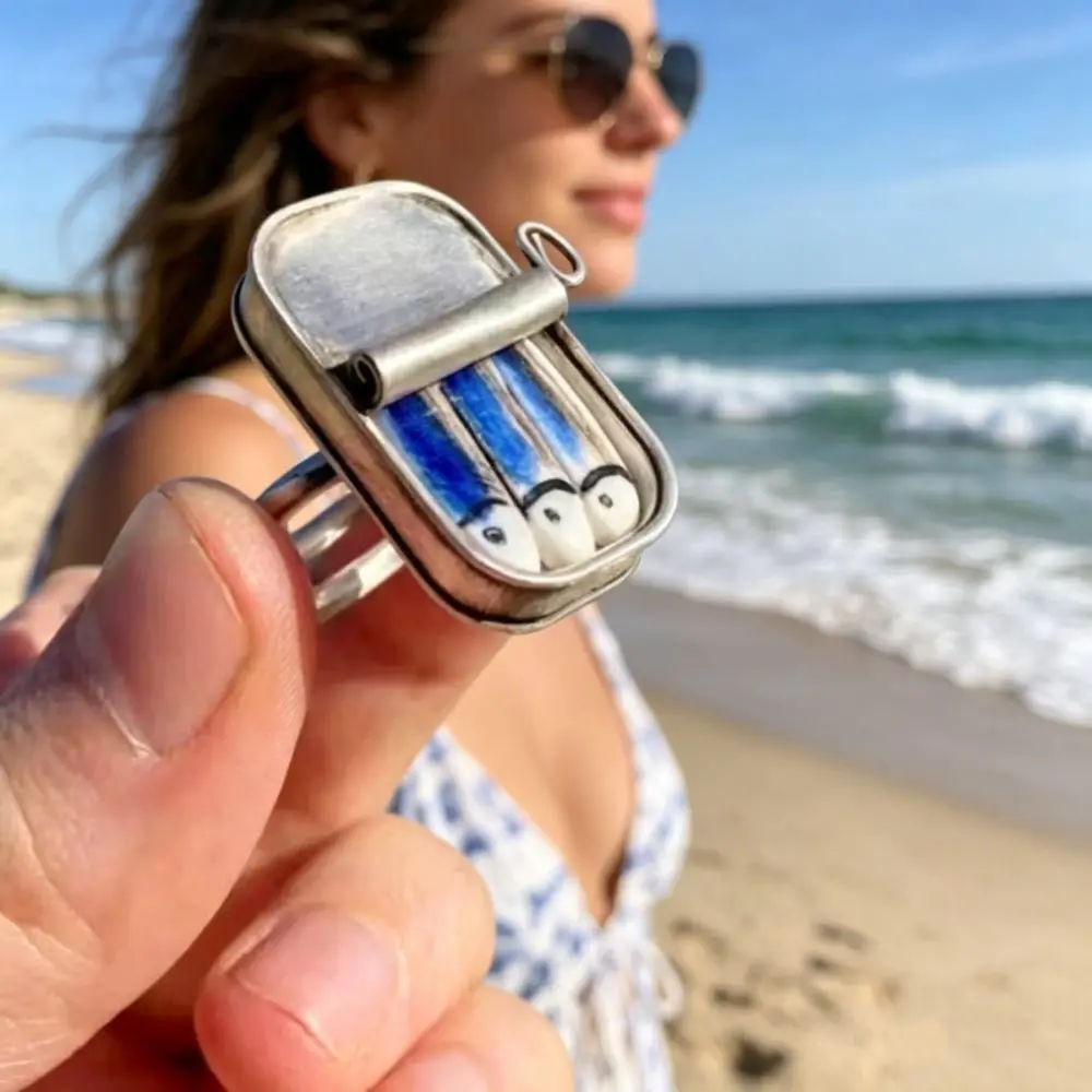 Fashionable Punk Sardine Can Rings Gold Silver Unique Sardines Finger Ring Cute Alloy Fun Rings Jewelry Gift