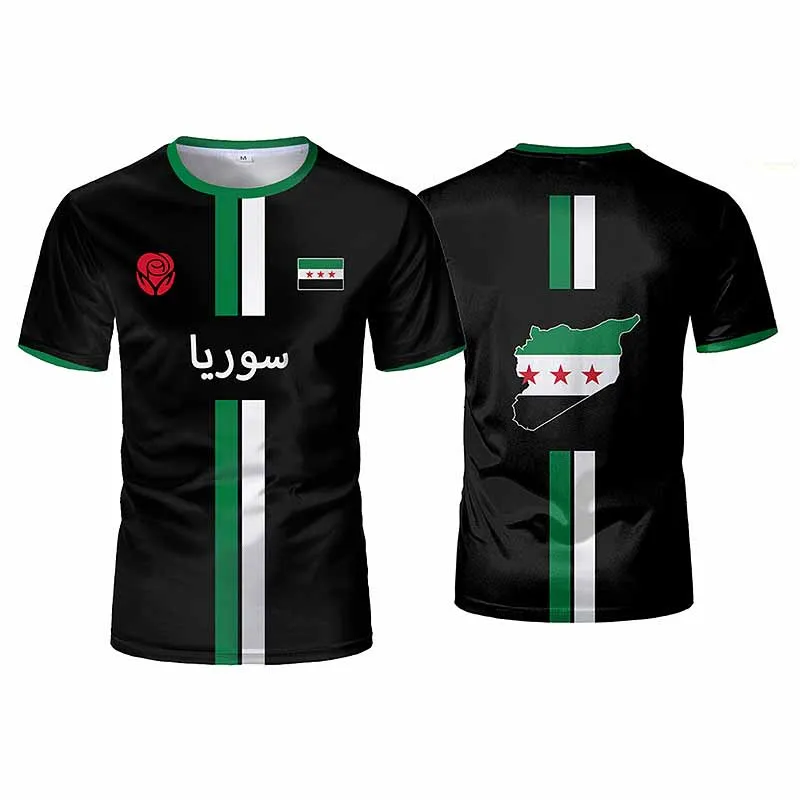 Syria Football Sports T-shirts Men 3d Printed Syrian Graphic Flag Short Sleeves Street Oversized Tees Tops Soccer T-shirts