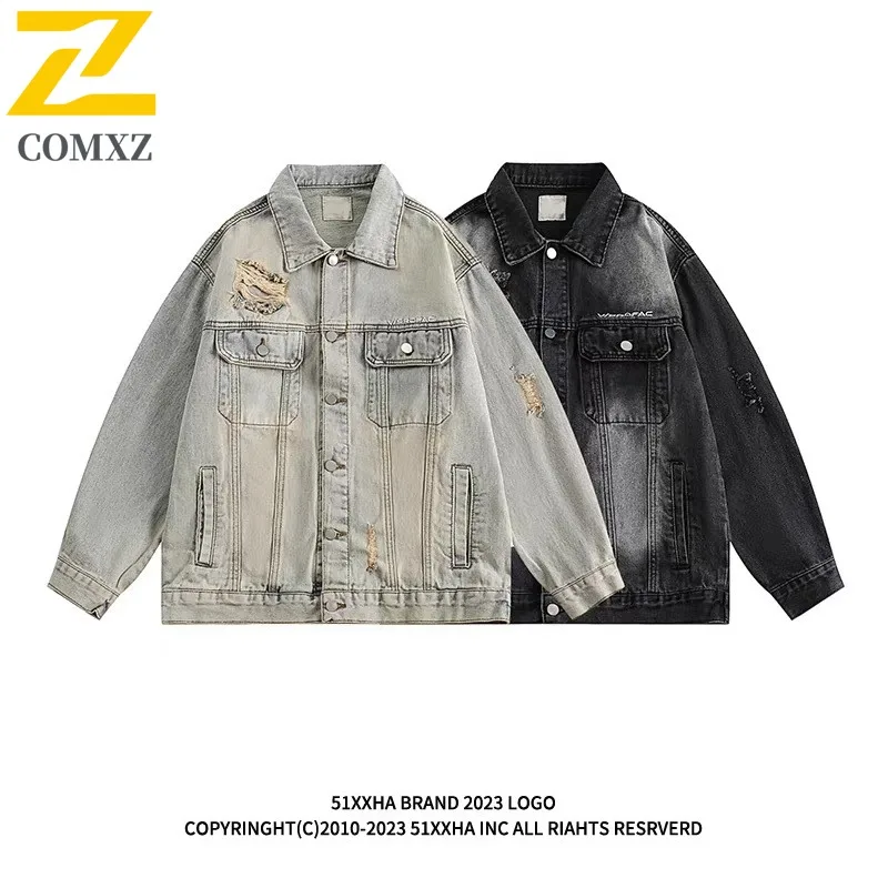 

COMXZ Men Biker Jacket Soft Fabric Camping Trip Loose Version Hong Kong Walks Coat Breathable Hiking Casual Gatherings Outerwear