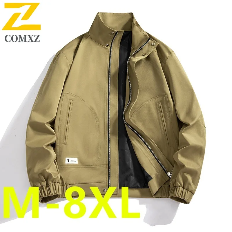 

COMXZ Big Size Men Jacket 2025 New Spring Autumn Mid Age Stand Collar Jacket Men Sports Casual outdoor All Match Business Top