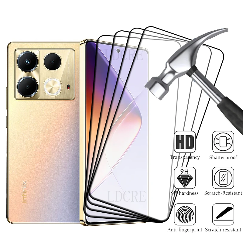 4Pcs For Infinix Note 40 Glass Infinix Note 40 Tempered Glass Full Cover Glue Protective 9H HD Screen Protector Infinix Note 40