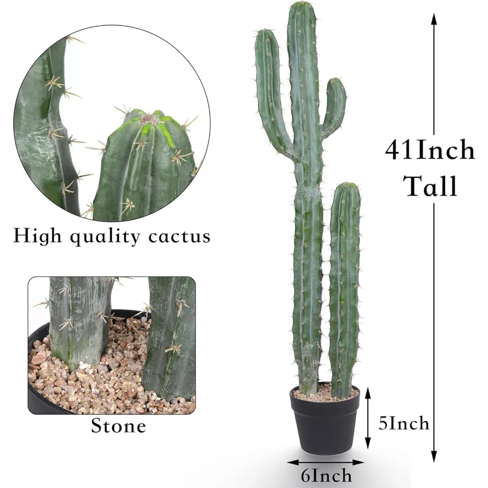 Artificial Cactus Potted Plant 41 Inch Faux Desert Cacti Fake Big Cactus Plant for Home Garden Office Indoor Outdoor Decoration