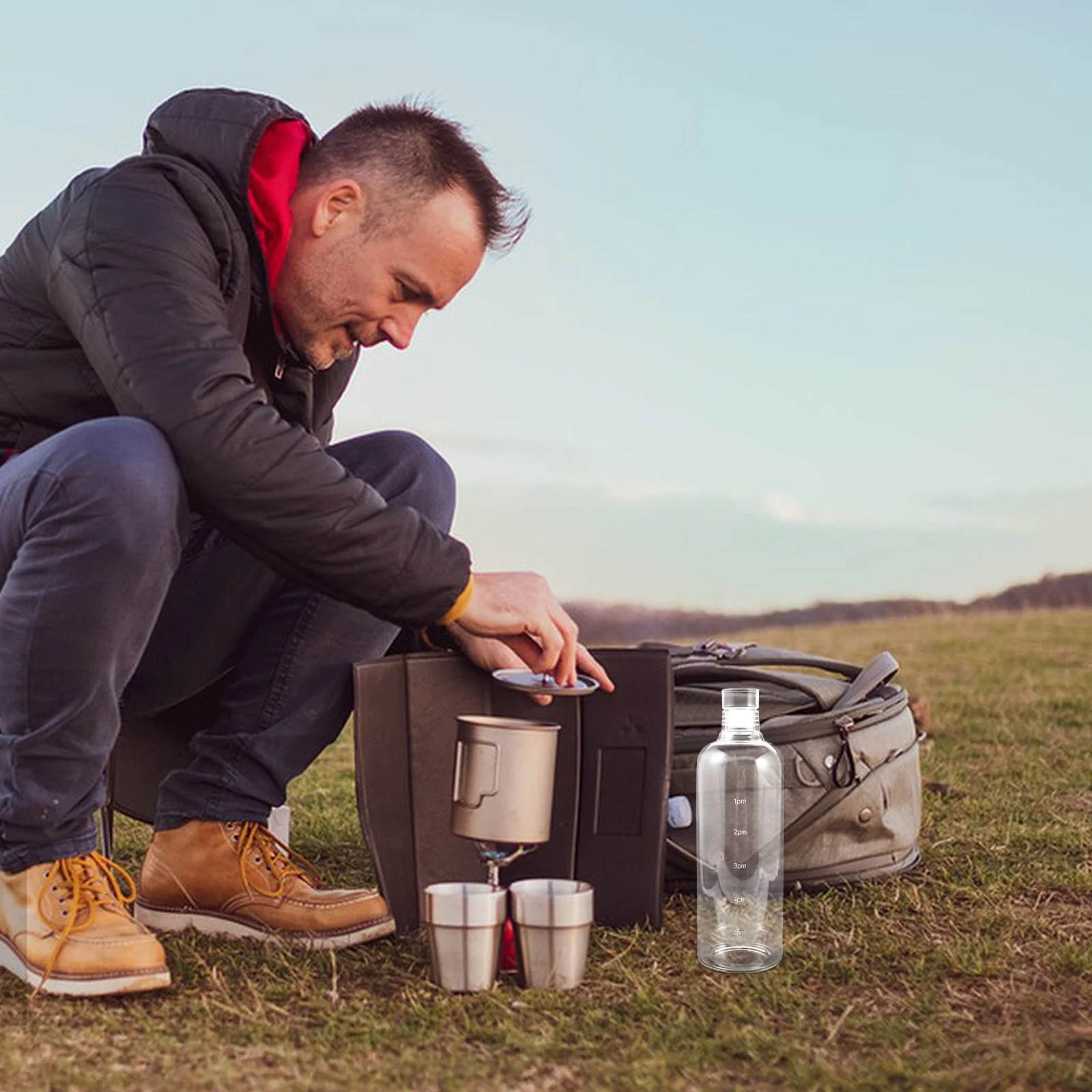 

Transparent Glass Water Bottle 1000Ml Portable Time Marker Reusable Sports Jug Transparent Drinking Bottle