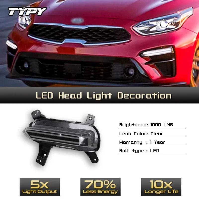 

TYPY Car LED Fog Lamp For Kia K3 Cerato 2019-2023 Car LED Daytime Running Light Dynamic Turn Signal Auto Accessories