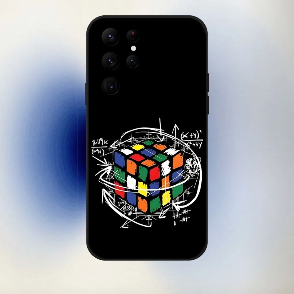 R-Rubiks Cube Phone Case For Samsung S24,23,22,30,21,10,9,Ultra,Plus,Lite,FE,5G Black Soft Case