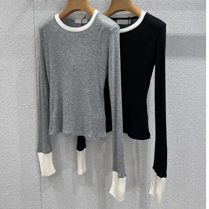 

Women Long sleeve T-shirt Premium wool knit tee-slim silhouette, temperature-regulating, pairs with all bottoms 2580649