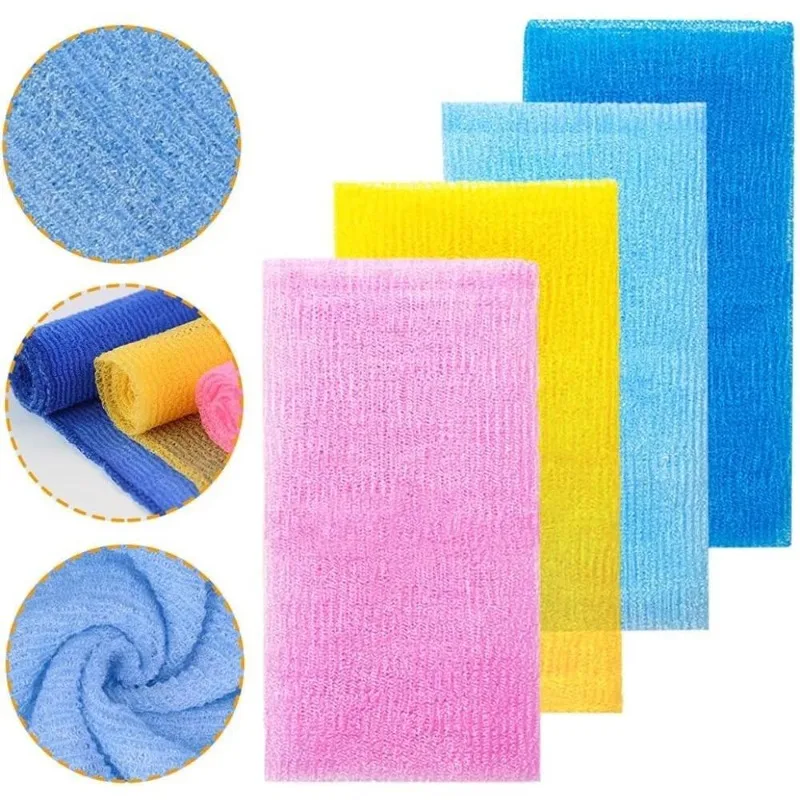Japanese Exfoliating Washcloth Nylon Towel for Deep Cleansing Back Scrubber Long Handle Shower Bath Body Scrub Bath Tools