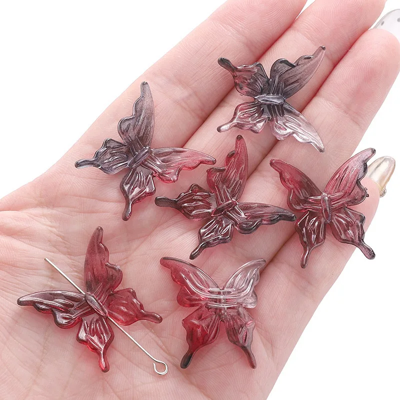 20Pcs Acrylic Clear AB Color Butterfly Beads for Crafts