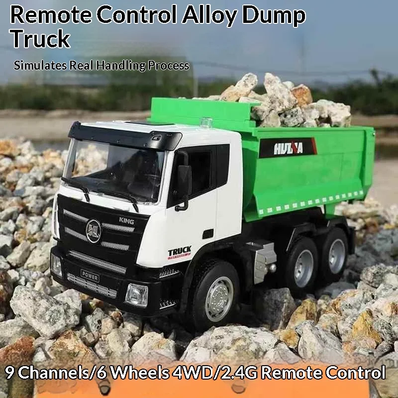 Huina 1 18 Scale 9 Channel Remote Control Alloy Dump Truck Electric Engineering Vehicle Model For Hobby Collection