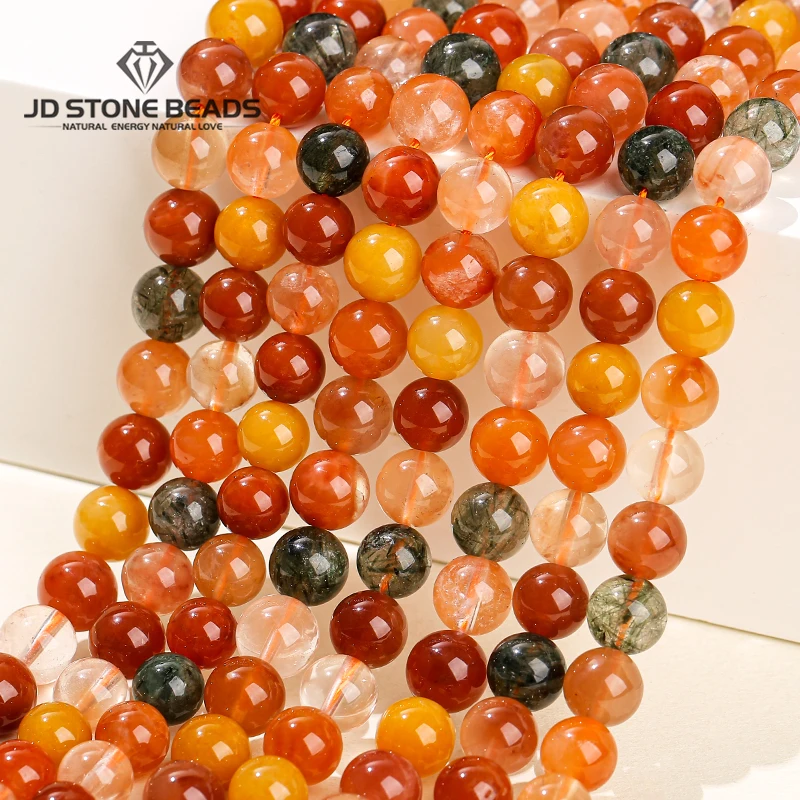High quality Natural Stone Red Lucky Quartz Bead Round Loose Spacer Gems Bead for Jewelry Making DIY Bracelet Necklace Beading