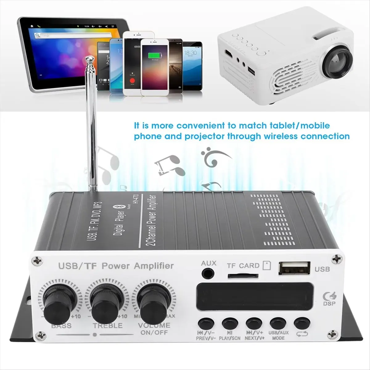 Compatible Bluetooth Audio Amplifier USB Memory Card FM 3 in 1 Stereo Power Audio Amplifier Digital Stereo Power Audio Amplifier