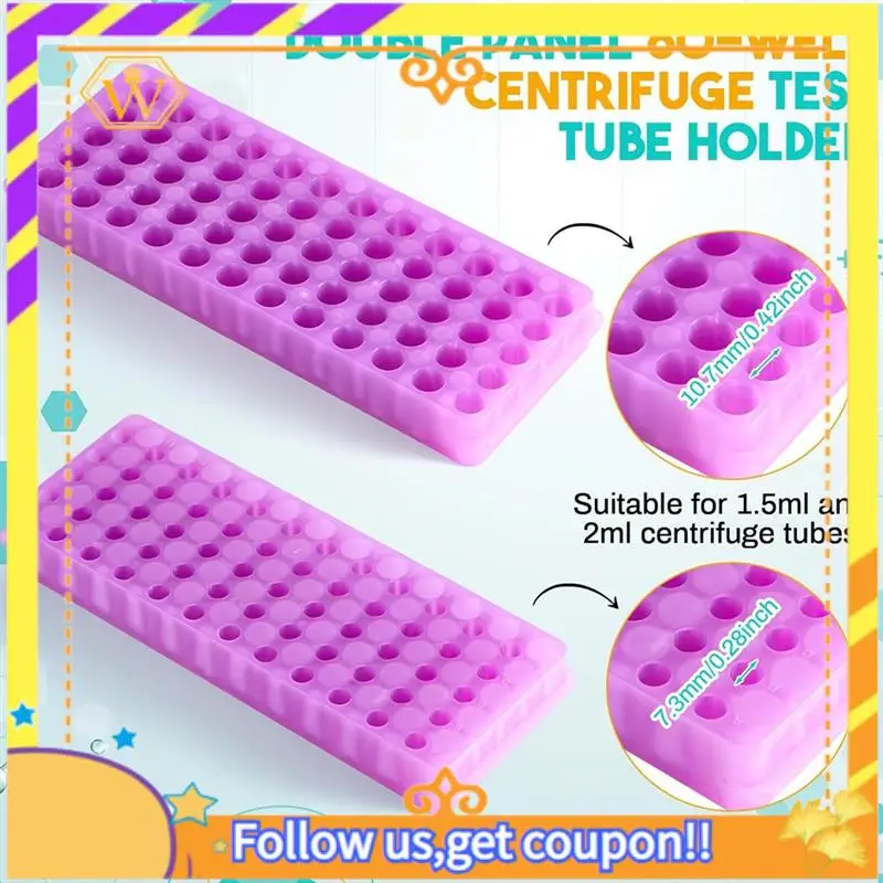 

Latest-10 Pcs Microcentrifuge Tube Rack Polypropylene Test Tube Holder Double For 0.5 Ml- 2 Ml Tube, 60 Holes Each, 5 Colors
