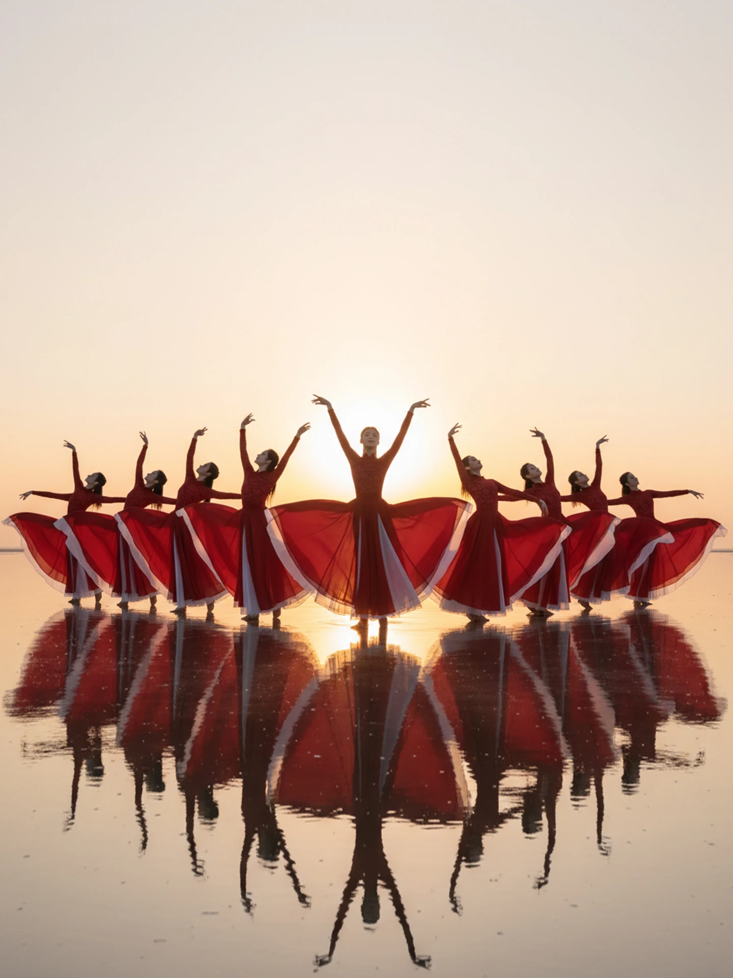 

Red Dance Costume by Jinchen Large Skirt Stage Performance Traditional Ethnic Women's Clothing Polyester Fabric Online Exclusive