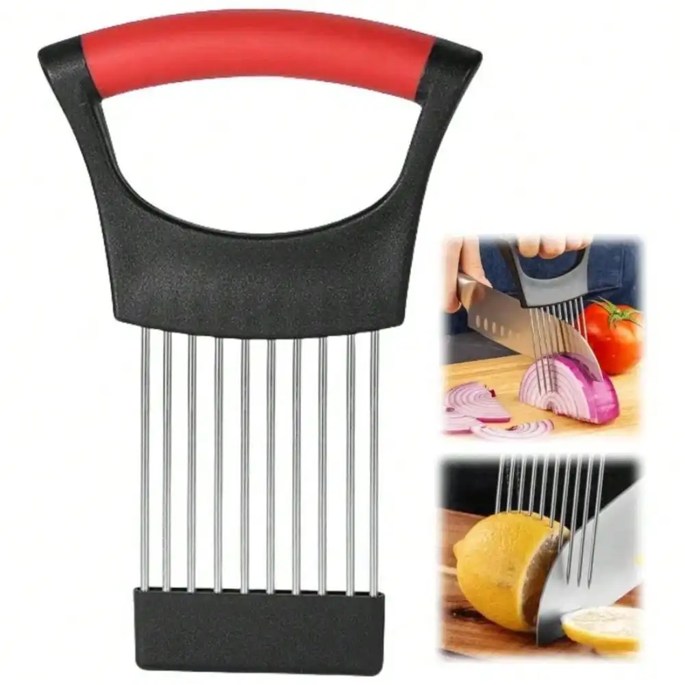 Stainless Steel Onion Slice Holder, Onion Holder For Slicing, Lemon Slicer Vegetable Cutter, Chopper Slicing Home Kitchen Tools