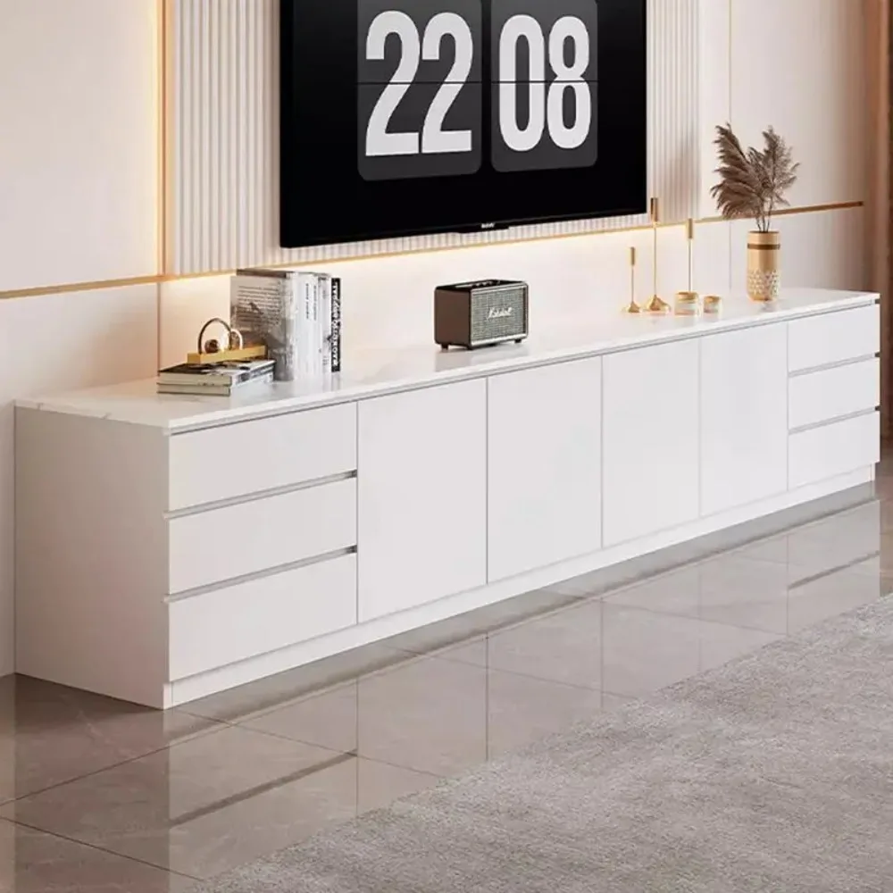 Modern TV Stand Storage Cabinet Minimalist Media Console Floor TV Cabinet Large Capacity UV Top Living Room Furniture