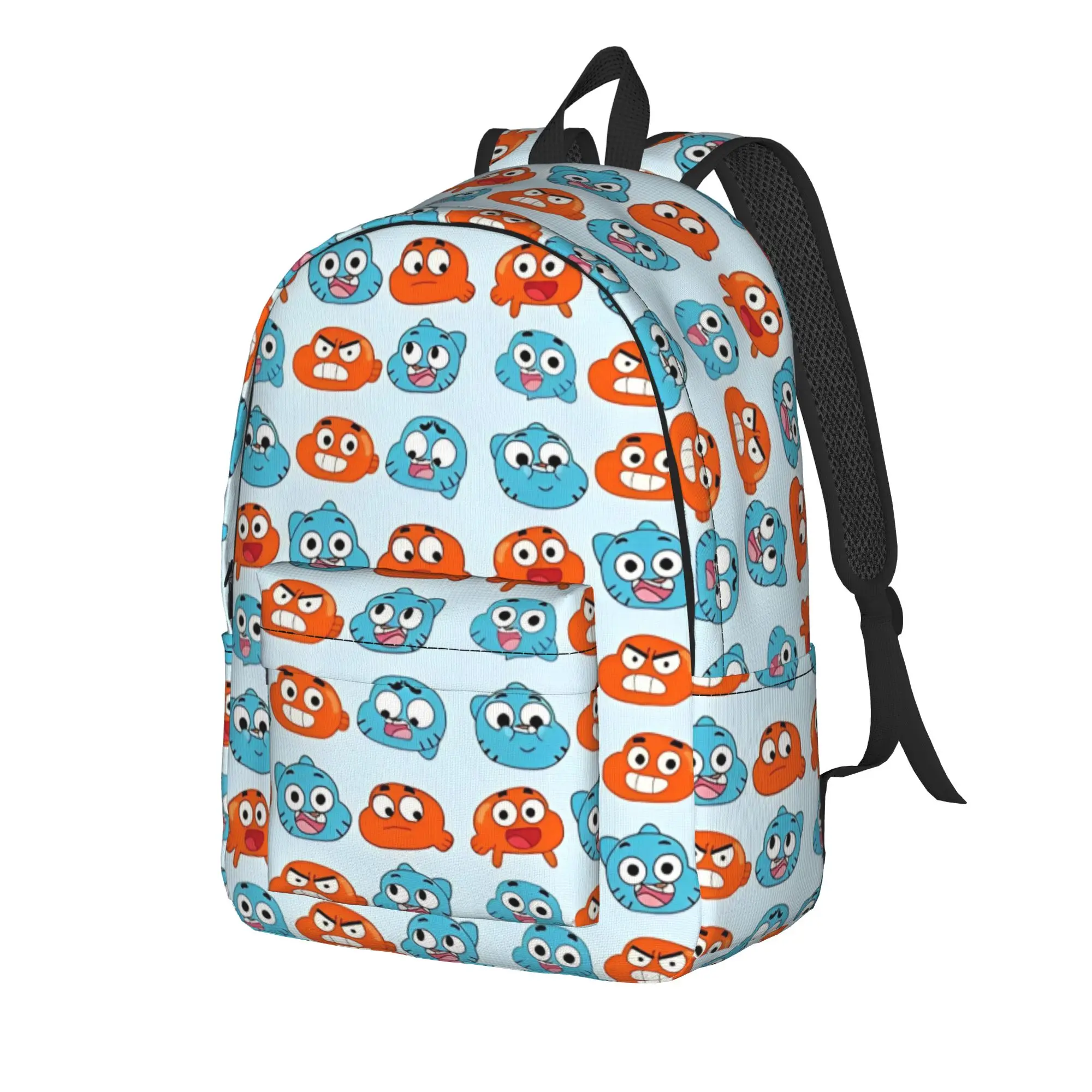 Darwin Faces Features Casual Backpack Student Hiking Travel Cartoon The Amazing World Of Gumballs  Daypack Laptop Shoulder Bag