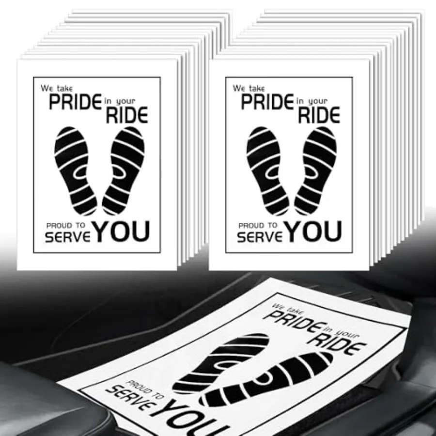 

Car detailing supplies: 500 pcs disposable paper floor mats, 22x17 inch, plastic-coated, black, non-slip surface for automotive