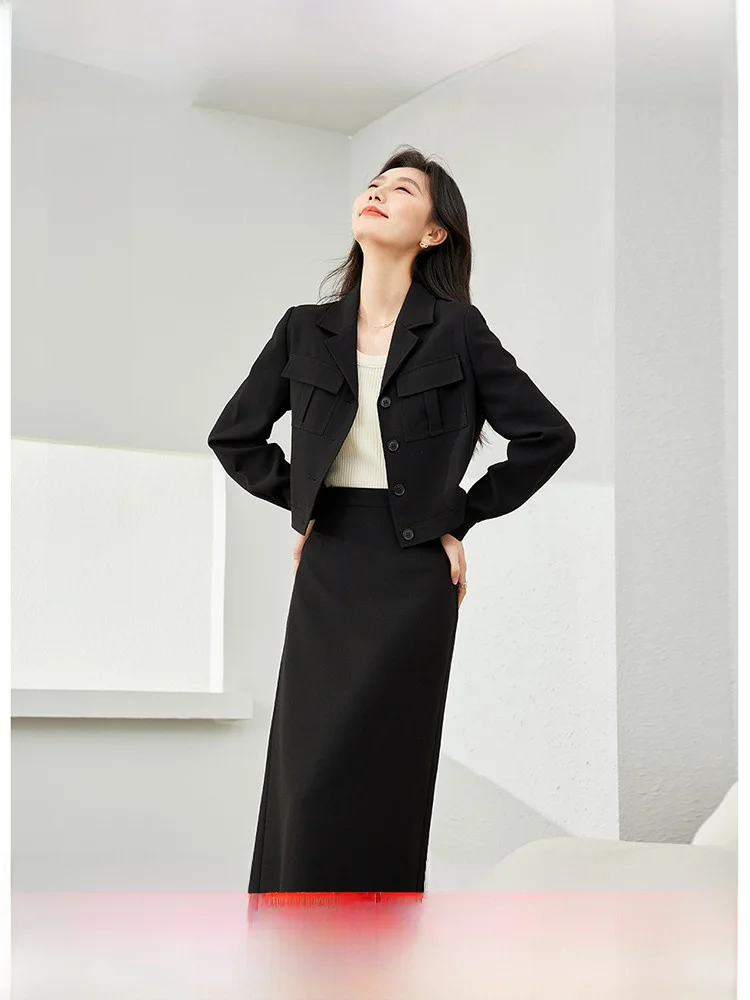 

ort Outerwear Set Dr Women's Autumn Faion Two-Piece Suite Ele Slimming High-End Feelings Suitable for Ages 25-35