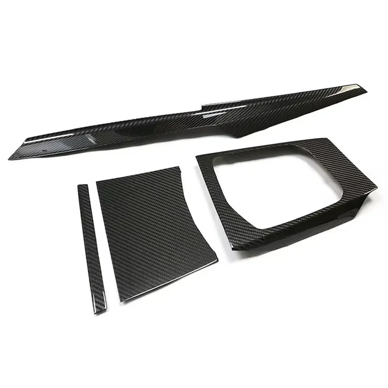 High Quality 4 Pcs Dry Carbon Fiber Interior Center Console Decorative Trim Set for M2 G87 M3 G80 M4 G82 2021-2026