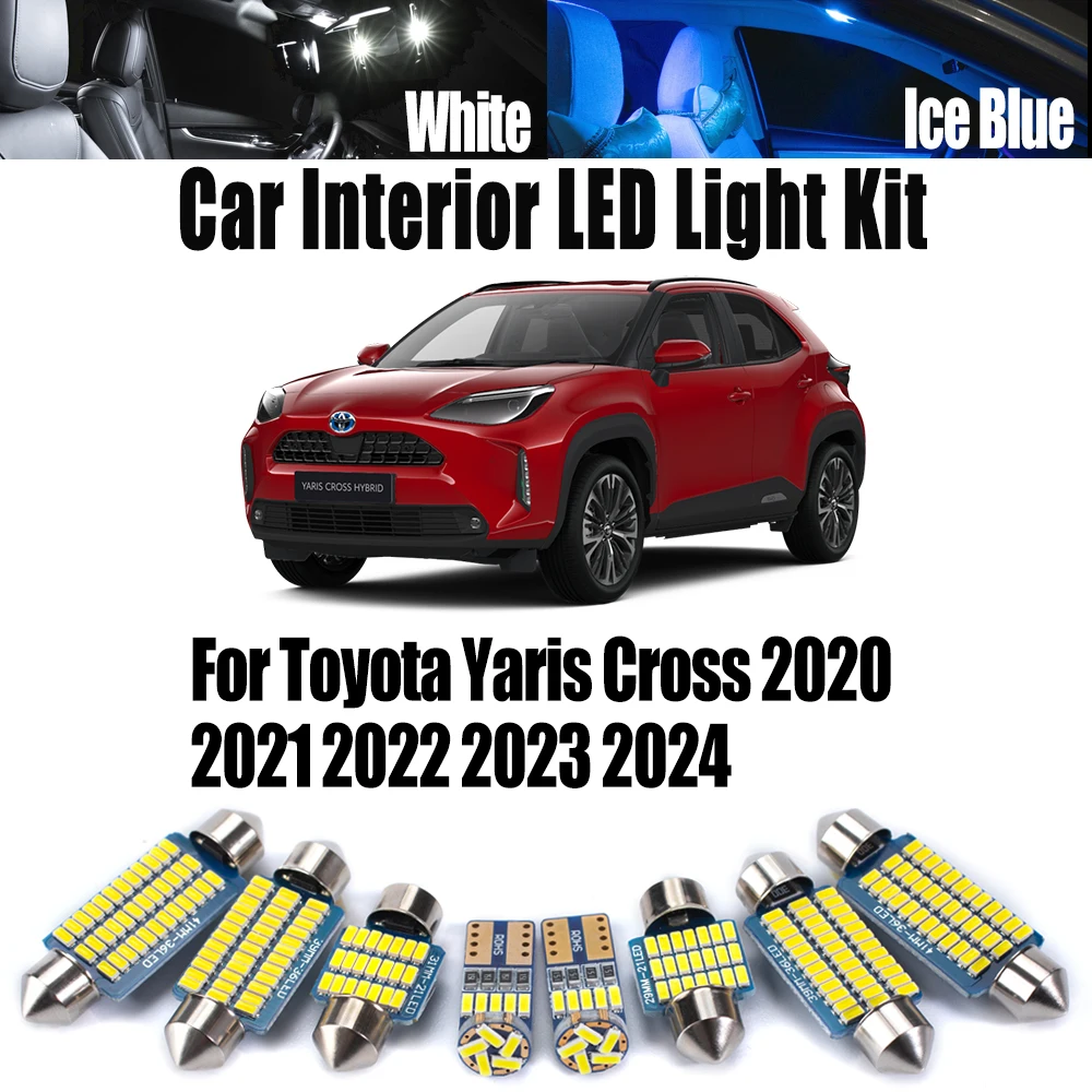11Pcs For Toyota Yaris Cross 2020 2021 2022 2023 2024 Car Accessories Canbus LED Interior Map Dome Trunk Light Reading Bulbs Kit