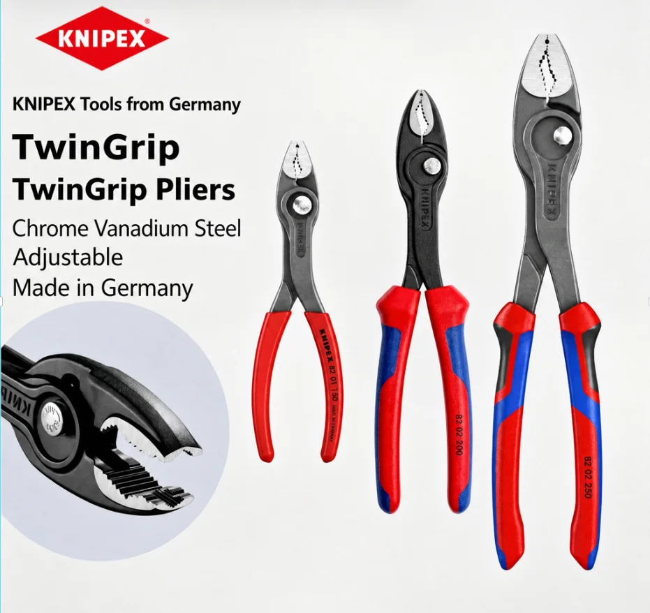 Knipex 8201150 8201200 8201250 TwinGrip Pliers 6" 8" 10" Front & Side Handle Pliers
