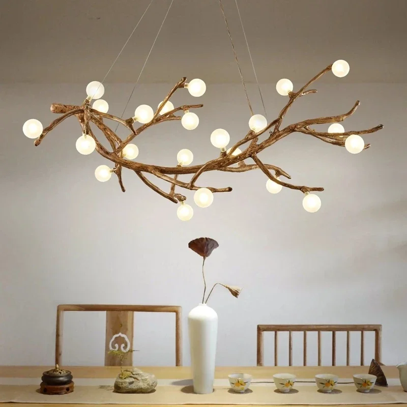 

Retro design LED Chandelier For Living Bedroom Tree Branch Art Ceiling Pendant Lights Brown Antique Hanging Lamp Decor Lighting