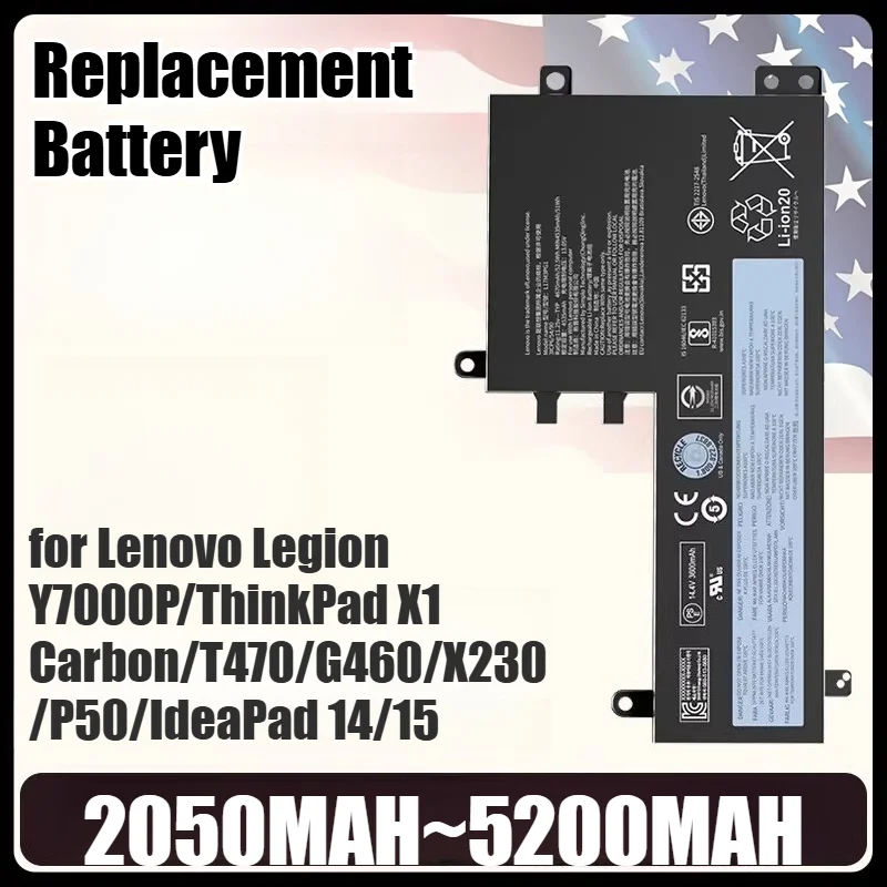 5200mAh High Capacity Li-ion Replacement Battery for Lenovo Legion Y7000P/ThinkPad X1 Carbon/T470/G460/X230/P50/IdeaPad 14/15