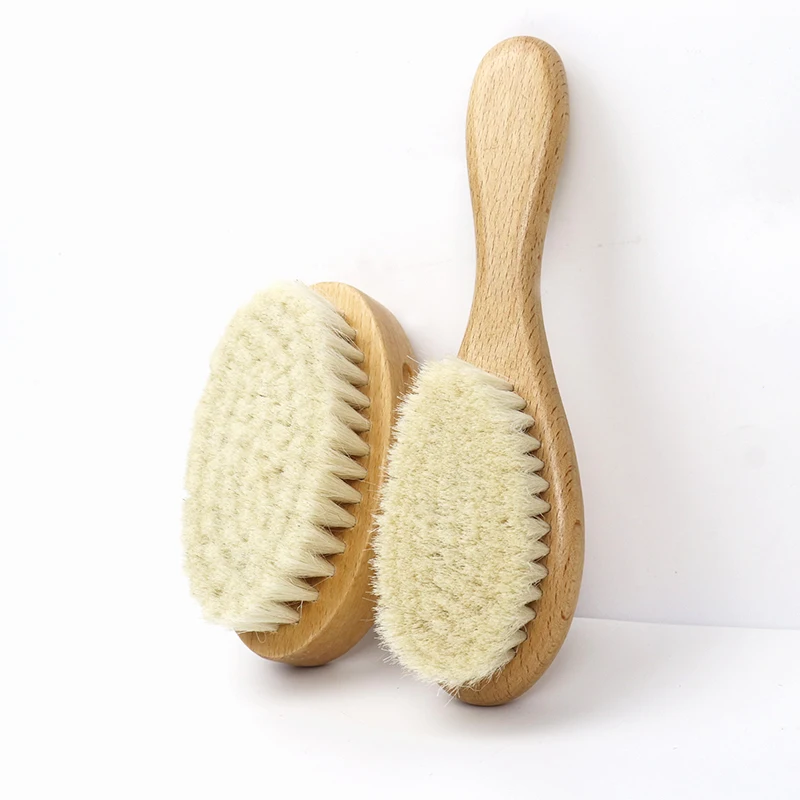 New Baby Care Pure Natural Wool Baby Wooden Hair Brush Newborn Comb Hair Bath Brush