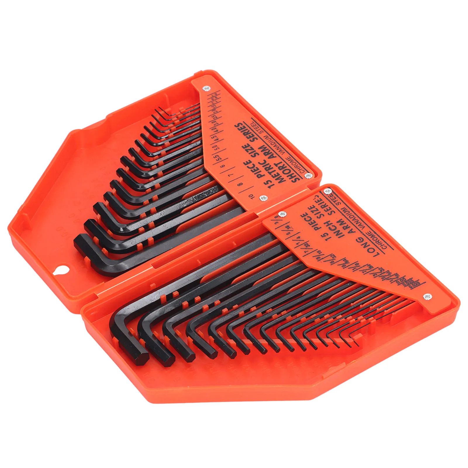 30 Pcs Hex Wrench Set 45 Steel High Strength Inch Metric Long Short Arm Hex Key Combo Tools