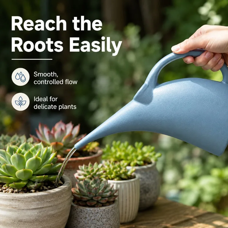 

Pastel Plastic Watering Can with Long Spout, Indoor Outdoor Plant Watering Pot for Houseplants, Herbs, Bonsai & Balcony Garden