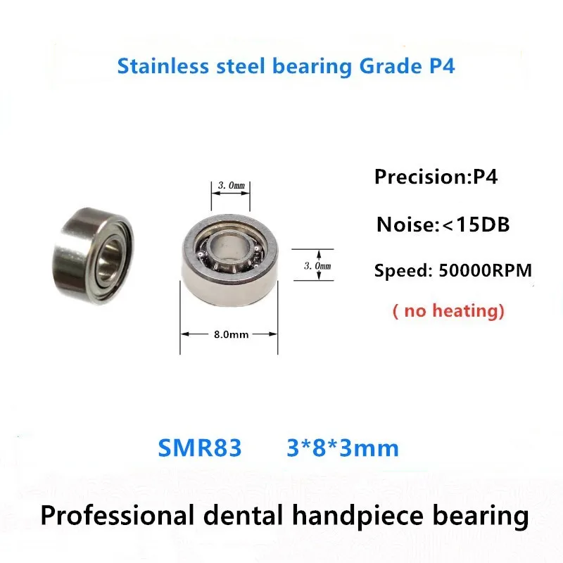 

10pcs Handpiece Dental bearing SMR83 3x8x3mm stainless steel bearings 50000rpm no heating 3*8*3 mm