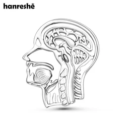 Hanreshe Anatomy Head Bones Pins Silver Plated Metal Lapel Backpack Brooch Badges Medical Jewelry for Doctors Nurses