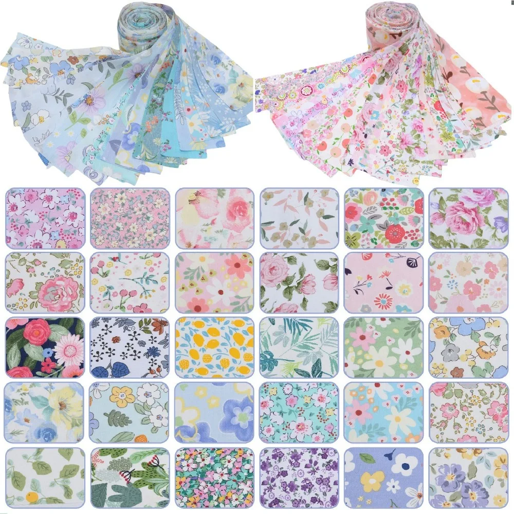 

20Pcs DIY Precuts Fabric Jelly Rolls Handmade Floral Quilting Strips Patchwork Doll Clothes Splicing Cloth Clothing Accessories