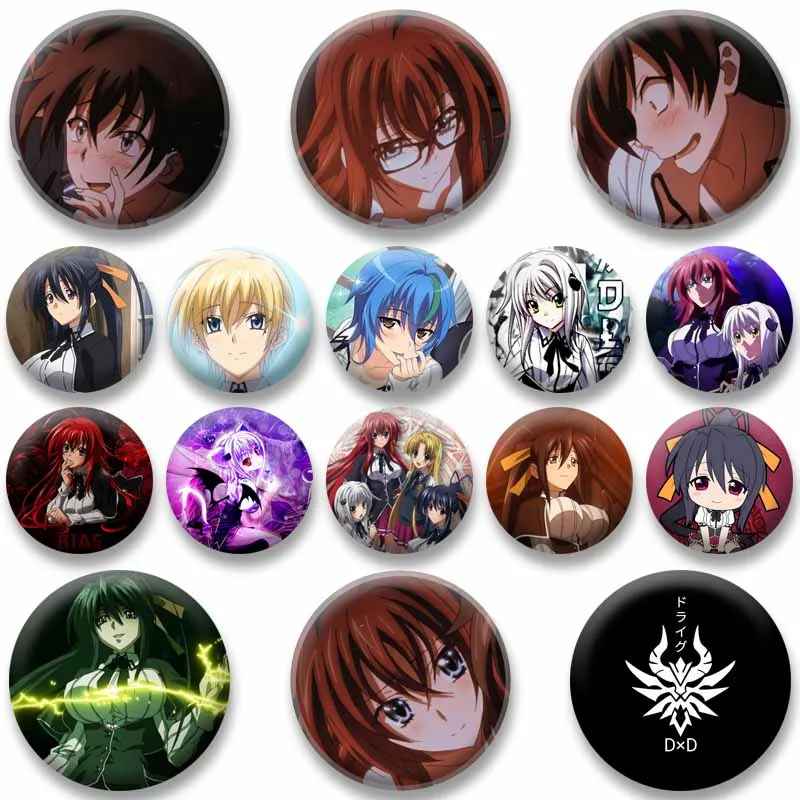 Cute Cartoon Girl Rias Gremory Akeno Himejima Badge High School DxD Anime Brooch Pins Backpack Shirt Hat Decor Jewlery Ornament