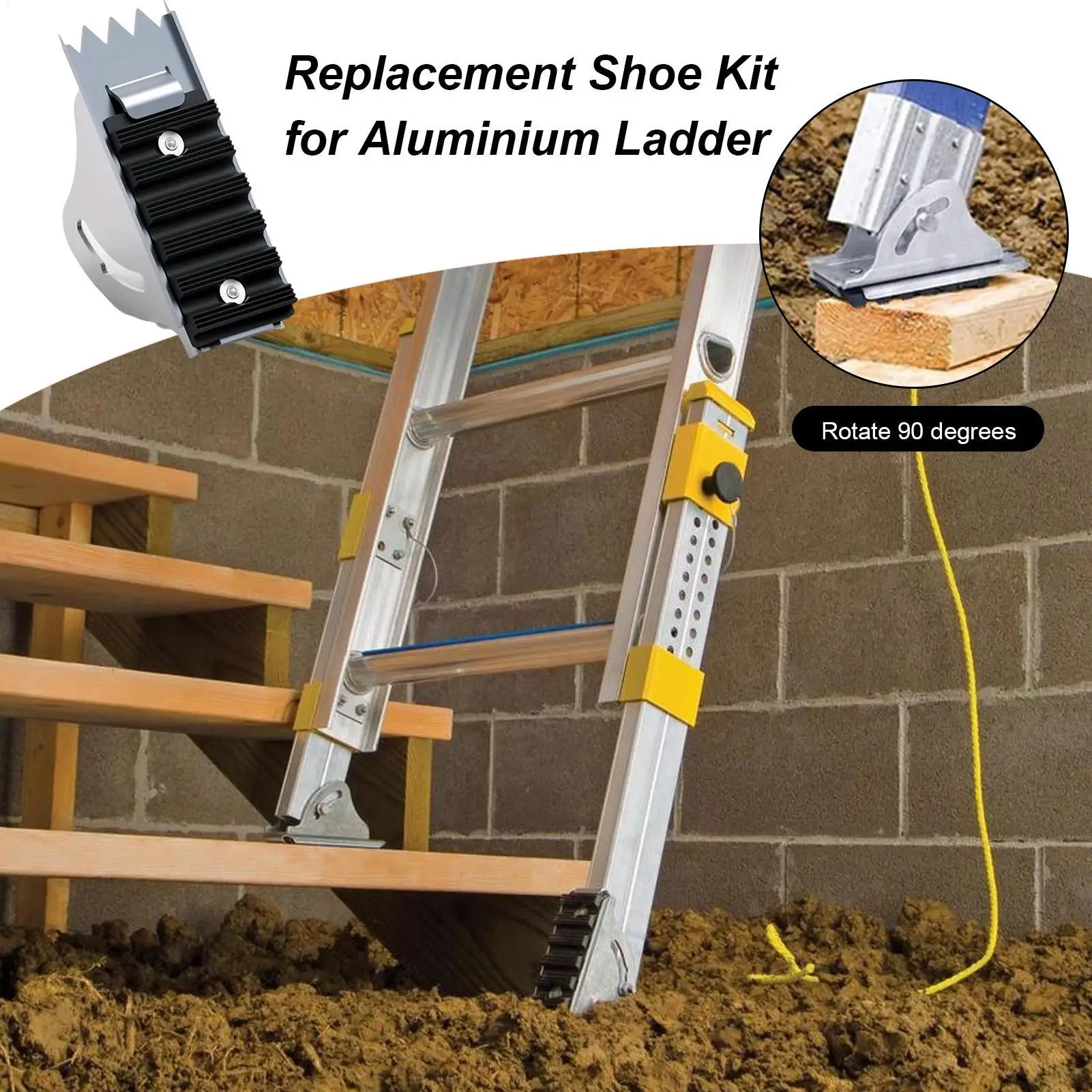 Ladder Feet Anti-Skid Stable Rubber Pads Extension Ladder Replacement For Attic Roof Stairs Workbench Drill Picking Work Home