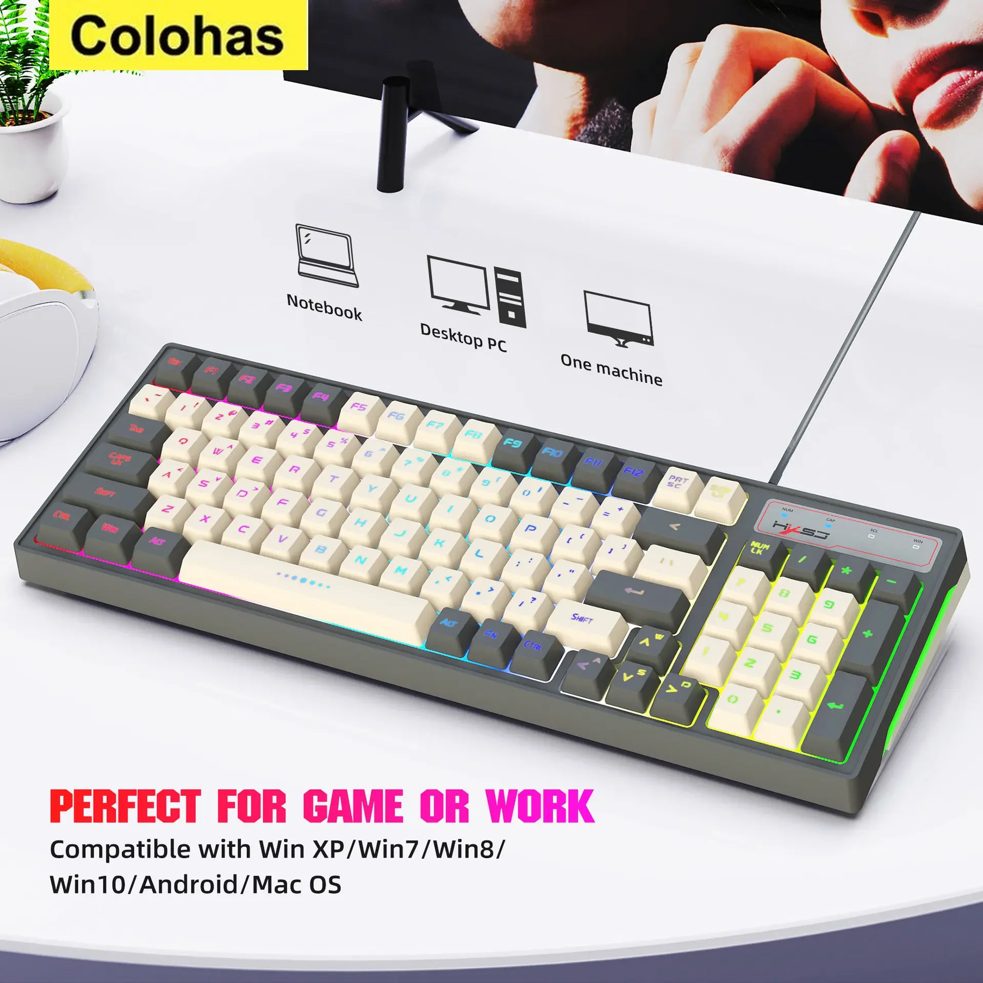 Wired Mechanical Keyboard 98 Keys Hotswap RGB Led Backlit Gamer Keyboard PBT Keycaps for Office Computer Laptop Desktop Gaming