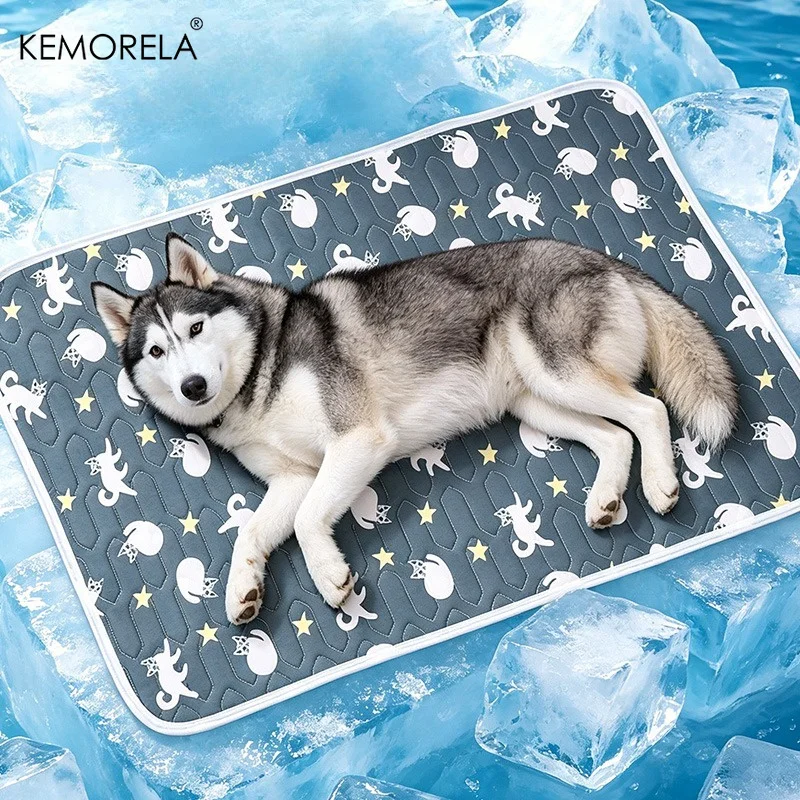 Summer Ice Silk Pet Cooling Mat Waterproof Dog Cat Sleeping Pad Anti Slip Washable Sofa Cushion Self Cooling Pet Bed Accessories